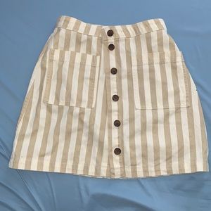 Casual Striped Skirt with Button